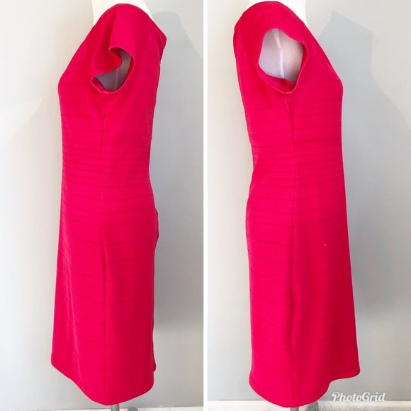 Bisou Bisou Red Hot Pink Sheath Cap Sleeve Dress, size 14 - Picture 3 of 8